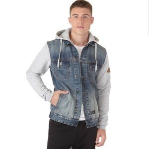 Matix Fleece Hood and Sleeves Denim Jacket